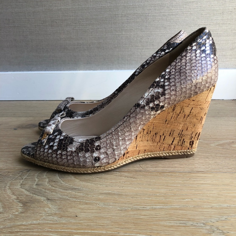 Prada Python Cork Wedges - image 3